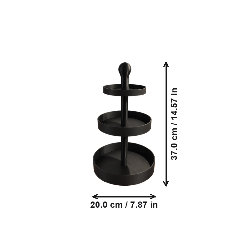 3-Tier Round Countertop Display Stand, Multi-layer Tray Organizer for Snacks, Desserts and Small Household Items — dimensions