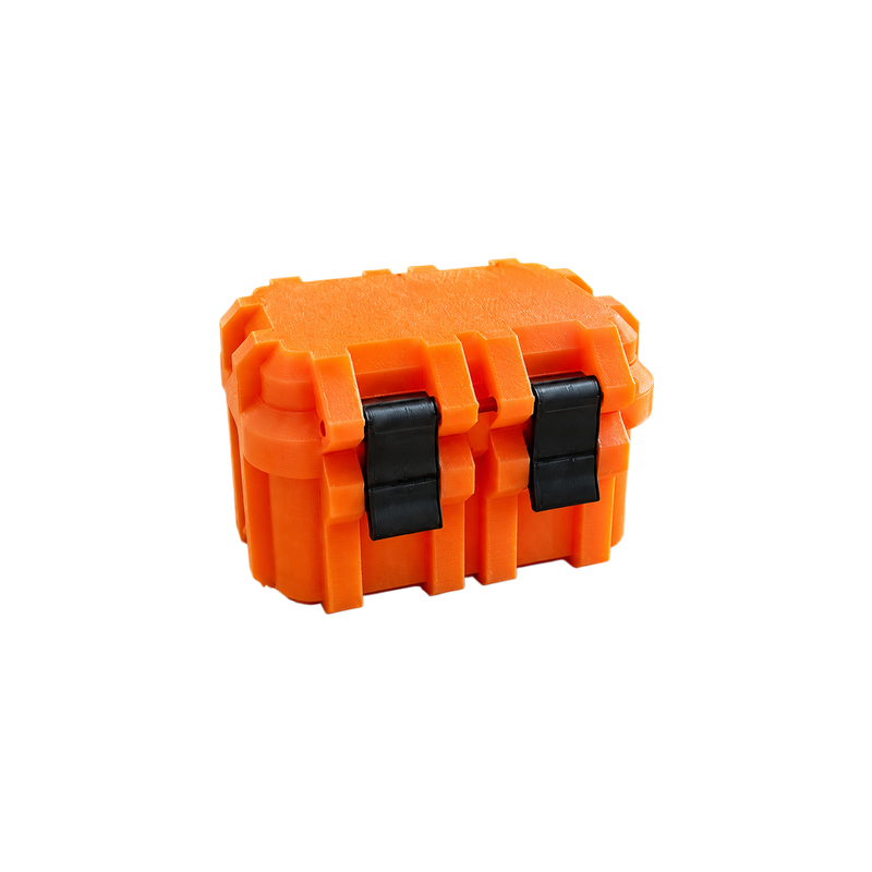 Compact Rugged Small Storage Box with Dual Snap Latches, Integrated Hinged Hard Container — white background