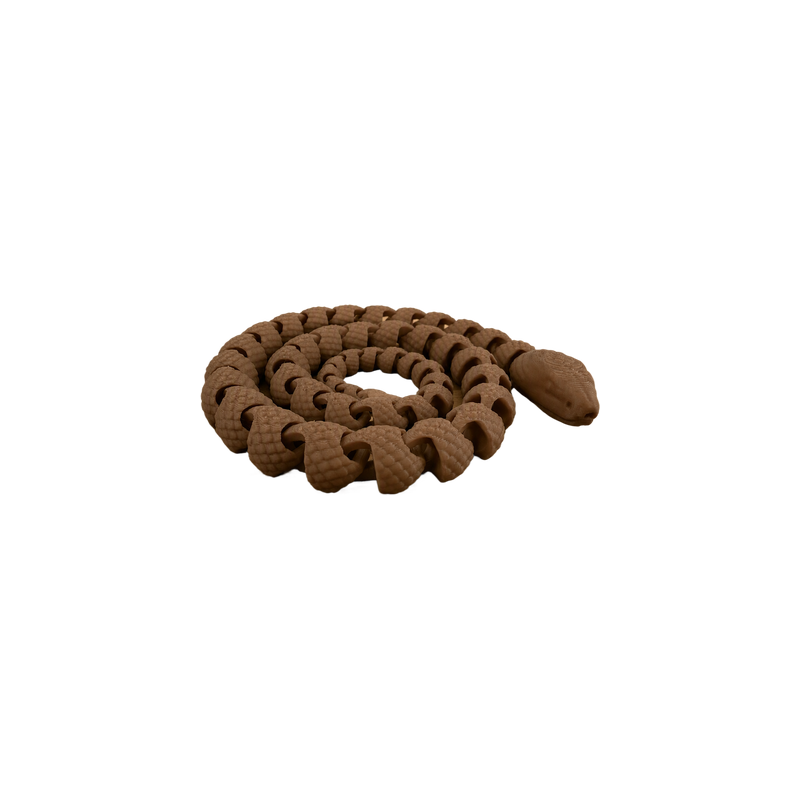 Articulated Flexible Snake Figurine, Textured Scale Detail, Movable Segmented Body, Desktop Decor — white background