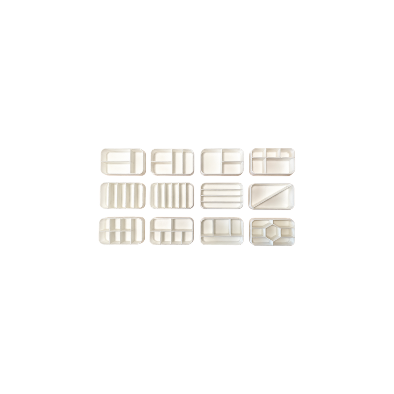 12 Piece Multi-Layout Divided Storage Inserts, Small Parts Organizer Tray Set — white background