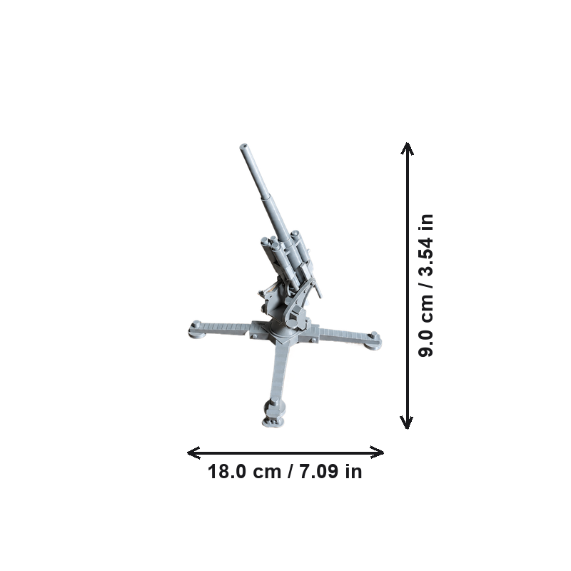 Adjustable Barrel Artillery Model with Stable Cross Base for Tabletop Display and Wargaming Decor — dimensions
