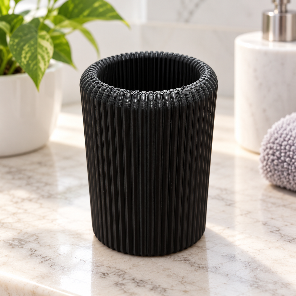 Ribbed Toothbrush and Toothpaste Holder, Bathroom Countertop Organizer, Modern Bathroom Accessory — main product view