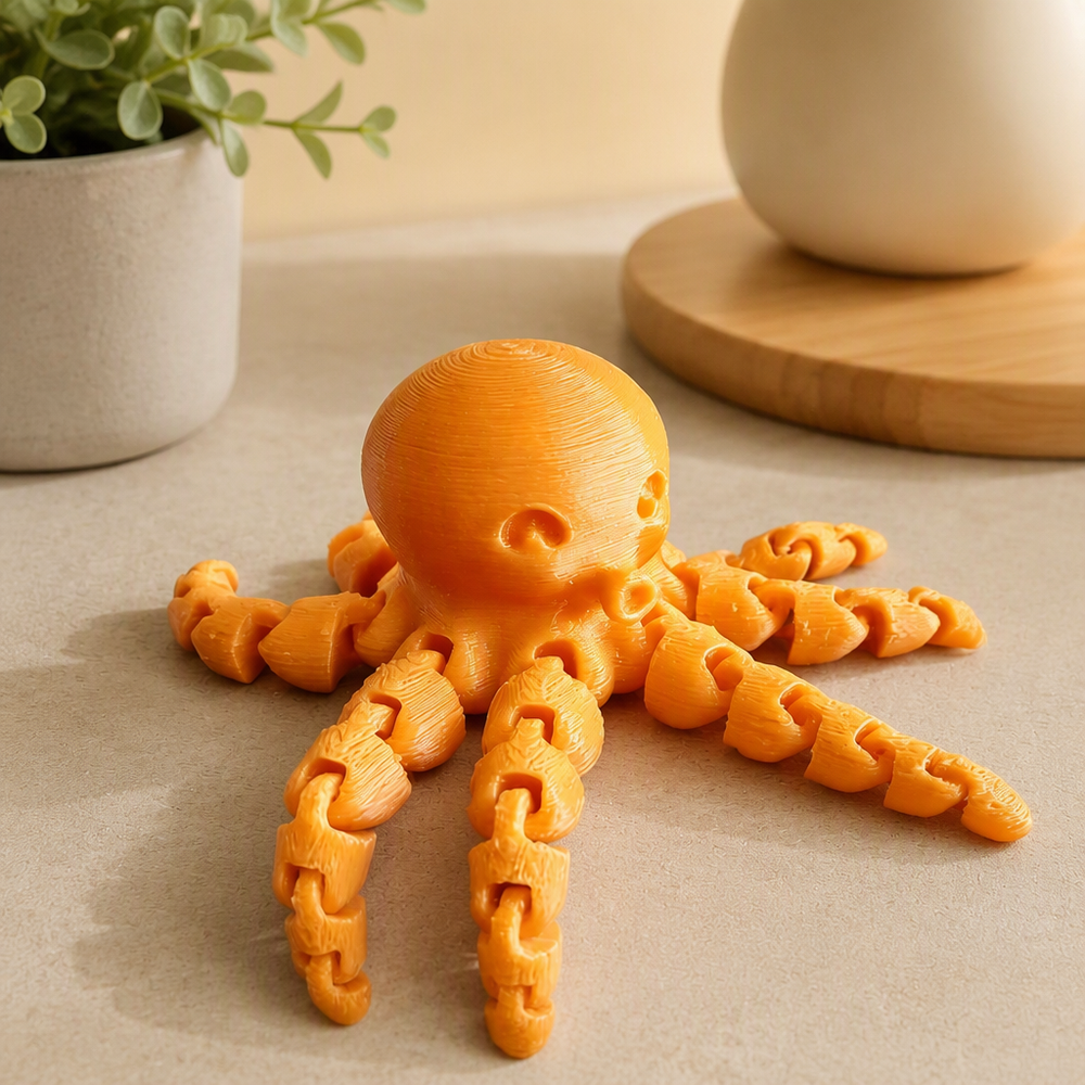 Cute Mini Articulated Octopus Figurine Flexible Adjustable Desktop Home Decor Ornament — product scene
