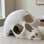 Carved Skull Aquarium Decoration Hollow Hideout for Fish, Shrimp, Crayfish and Hermit Crabs Tank Ornament — main product view