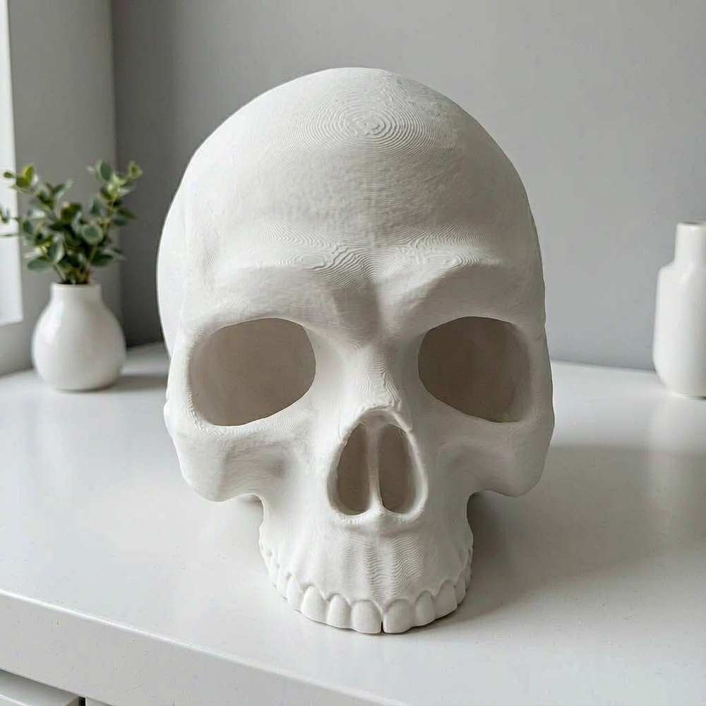 Skull Shaped Decorative Box with Hidden Sliding Storage Compartment for Home Desktop and Shelf Display — main product view