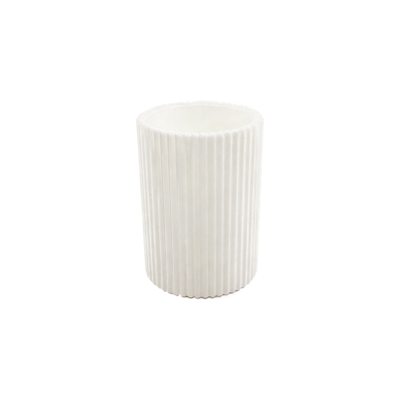 Ribbed Minimalist Pen Holder, Desktop Pencil Cup Organizer for Home and Office Desks — white background