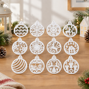 12 Piece Hollow Cutout Hanging Ornament Set for Festive Holiday Display — main product view