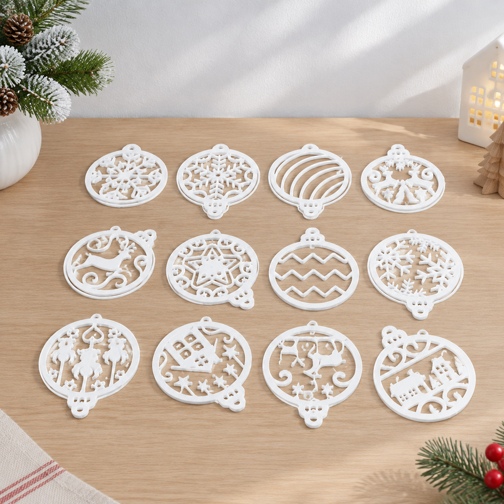 12 Piece Hollow Cutout Hanging Ornament Set for Festive Holiday Display — additional product view