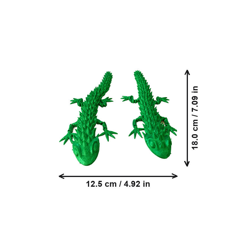 2 Pack Flexible Multi-Jointed Spiked Lizard Desktop Ornament, Posable Decor for Home and Office Desk Display — dimensions