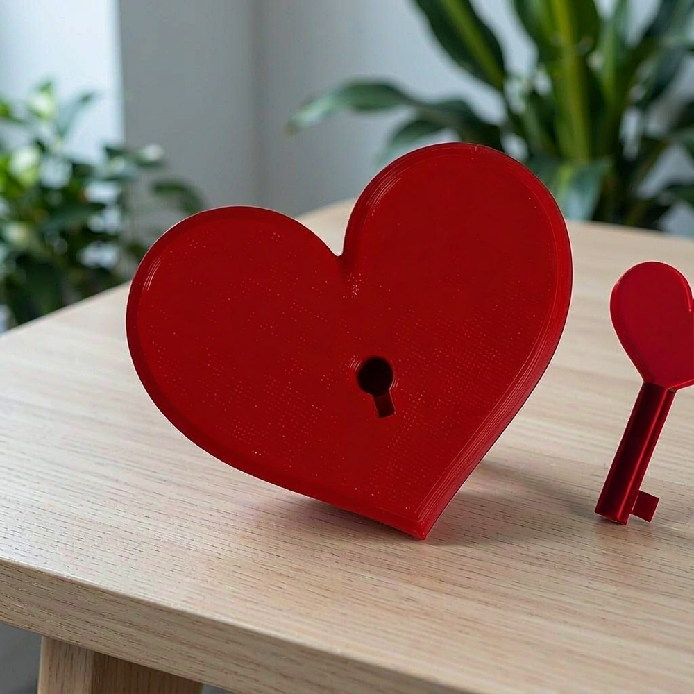 Lockable Heart Shaped Storage Box with Matching Key, Small Decorative Keepsake and Trinket Box — additional product view