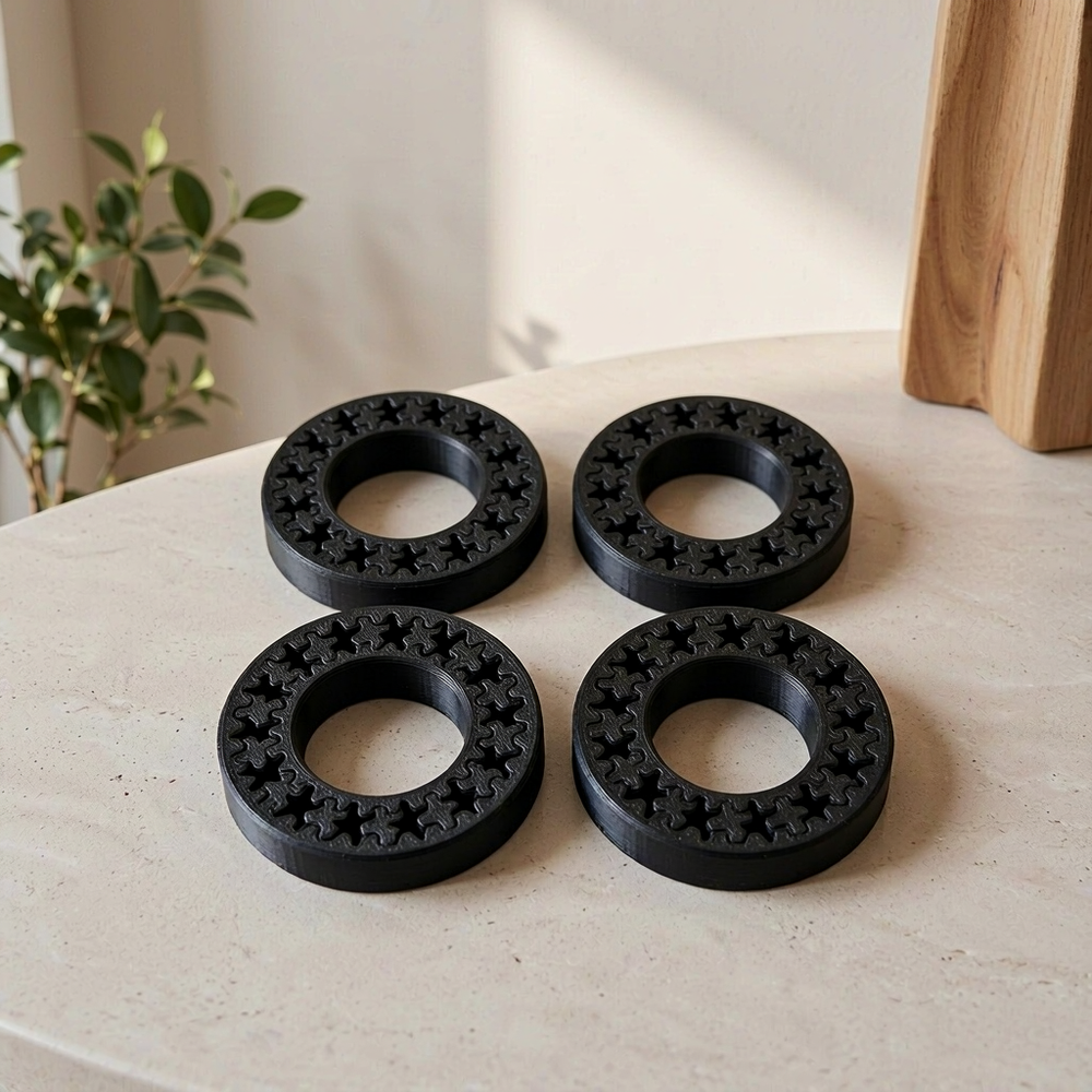 4 Pcs Interlocking Spinning Gear Finger Rings, Portable Stress Relief Mechanical Fidget Rings — main product view