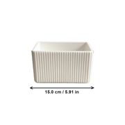 White Ribbed Rectangular Desktop Pen Holder, Desk Organizer for Office Supplies