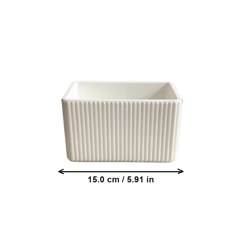 White Ribbed Rectangular Desktop Pen Holder, Desk Organizer for Office Supplies