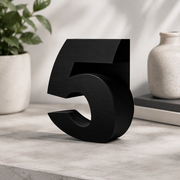Modern Rounded House Number 5, Minimalist Outdoor Wall Address Decor — additional product view