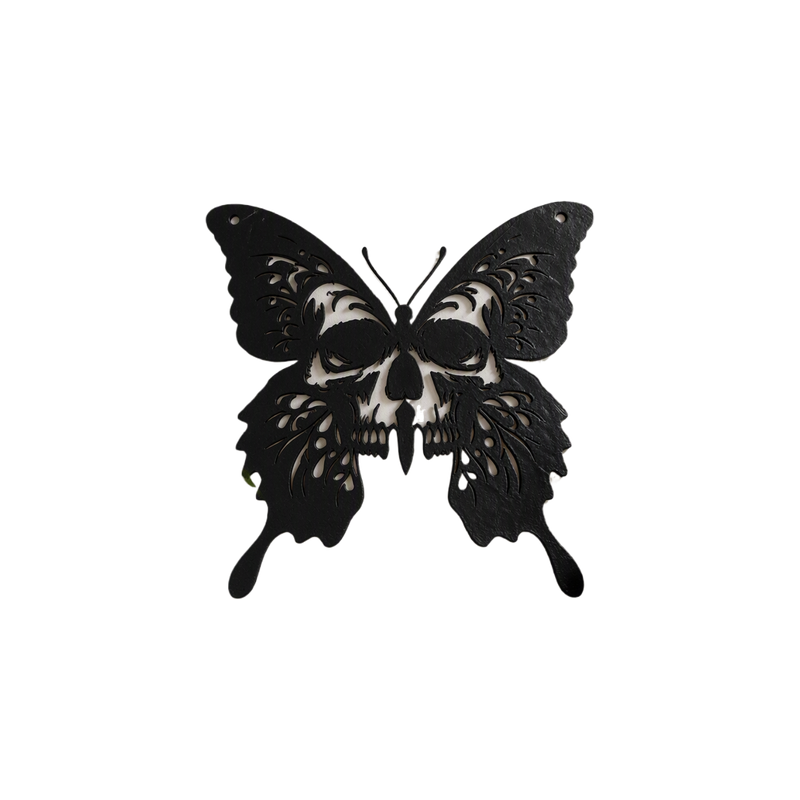 Hollow Cutout Butterfly Skull Wall Hanging Decor — white background