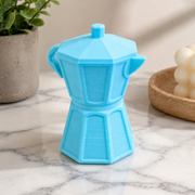 Mini Moka Coffee Pot Shaped Decor Craft with Fixed Lid, Side Handle and Angled Spout — main product view