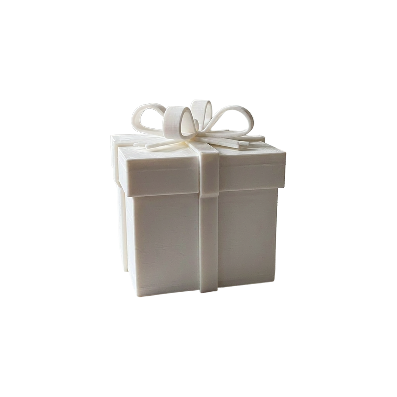 Lidded Gift Box with Raised Bow Decoration, Small Removable Lid Storage Container for Gifting — white background
