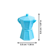 Mini Moka Coffee Pot Shaped Decor Craft with Fixed Lid, Side Handle and Angled Spout — dimensions