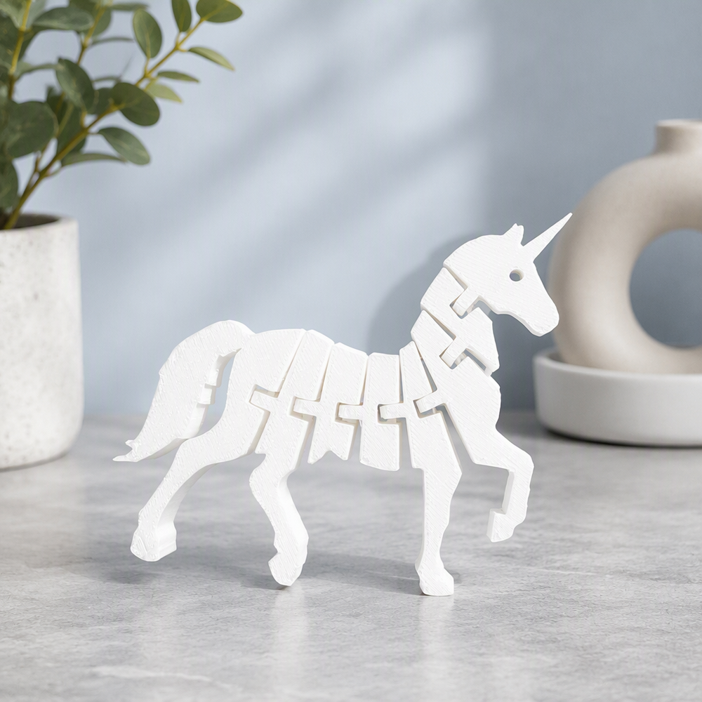 Flexible Articulated Unicorn Figurine, Freely Posable Segmented Decorative Ornament for Desk, Shelf and Home Display — additional product view
