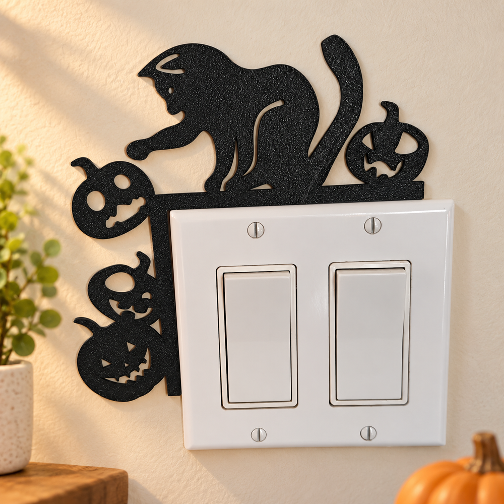 Halloween Cat and Jack-O-Lantern Door Corner Decor Spooky Festive Home Accent — product scene