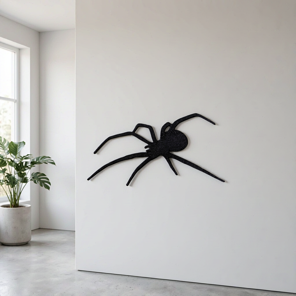 Spooky Flat Spider Silhouette Wall Corner Ornament, Fun Themed Decoration and Prank Prop — main product view