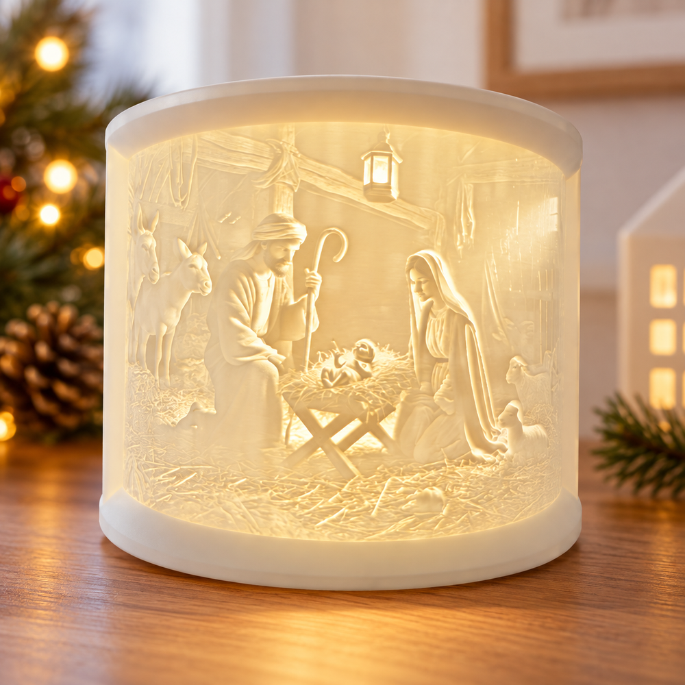 Lighted Nativity Scene Desktop Ornament, Festive Christmas Holiday Home Display Decor — main product view