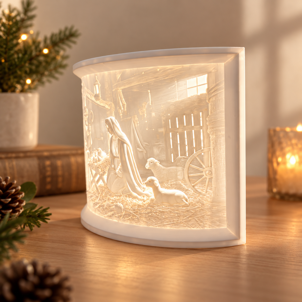 Lighted Nativity Scene Desktop Ornament, Festive Christmas Holiday Home Display Decor — product scene