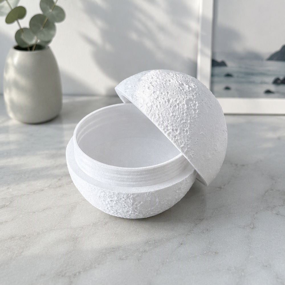 Moon Textured Screw-Top Spherical Storage Box, Decorative Desktop Small Item Organizer — additional product view