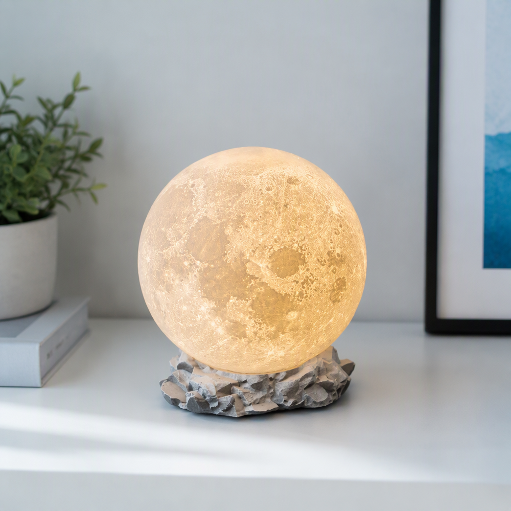 Realistic Lunar Surface Spherical Lamp Shade, Celestial Interior Decor Accent — additional product view