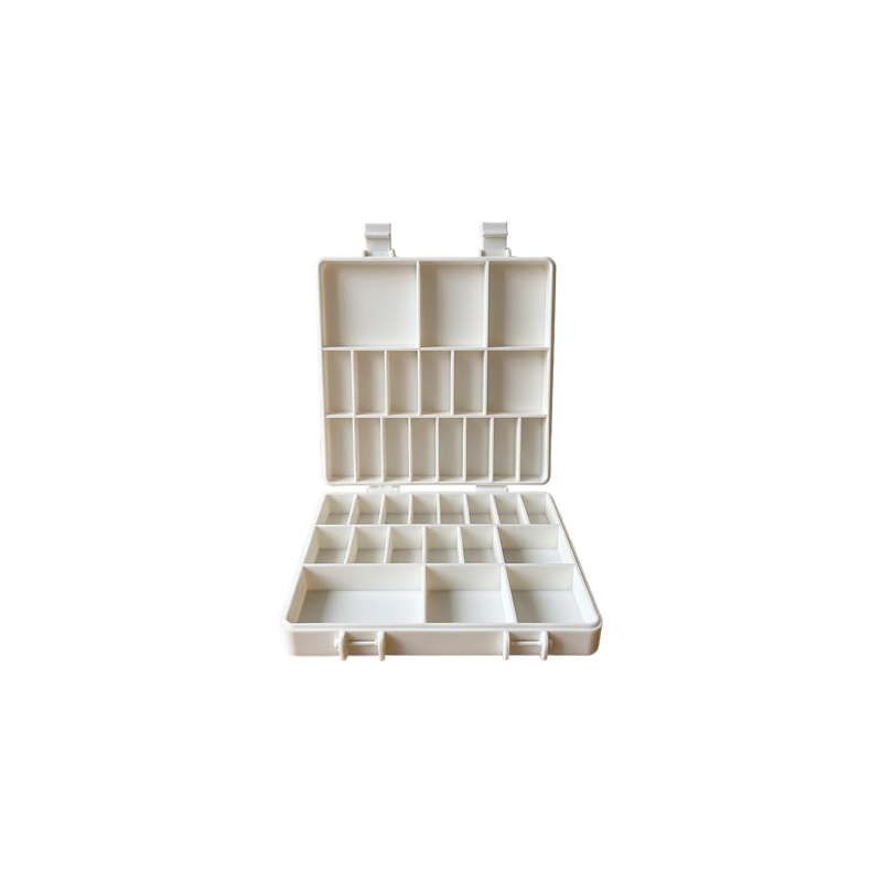 Portable Multi-Compartment Hardware Organizer Box, Small Parts and Screw Storage Case — white background