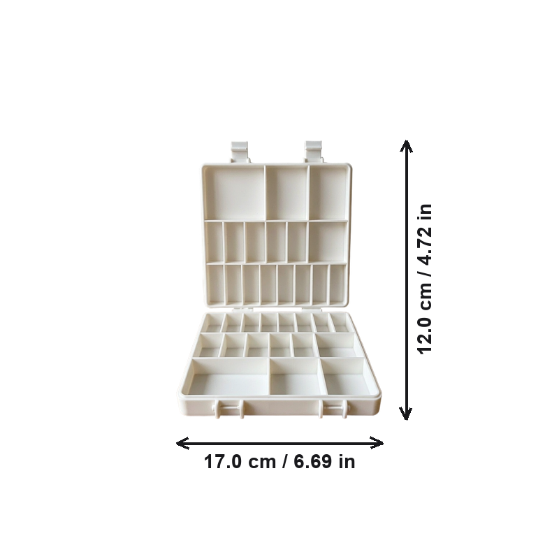 Portable Multi-Compartment Hardware Organizer Box, Small Parts and Screw Storage Case — dimensions
