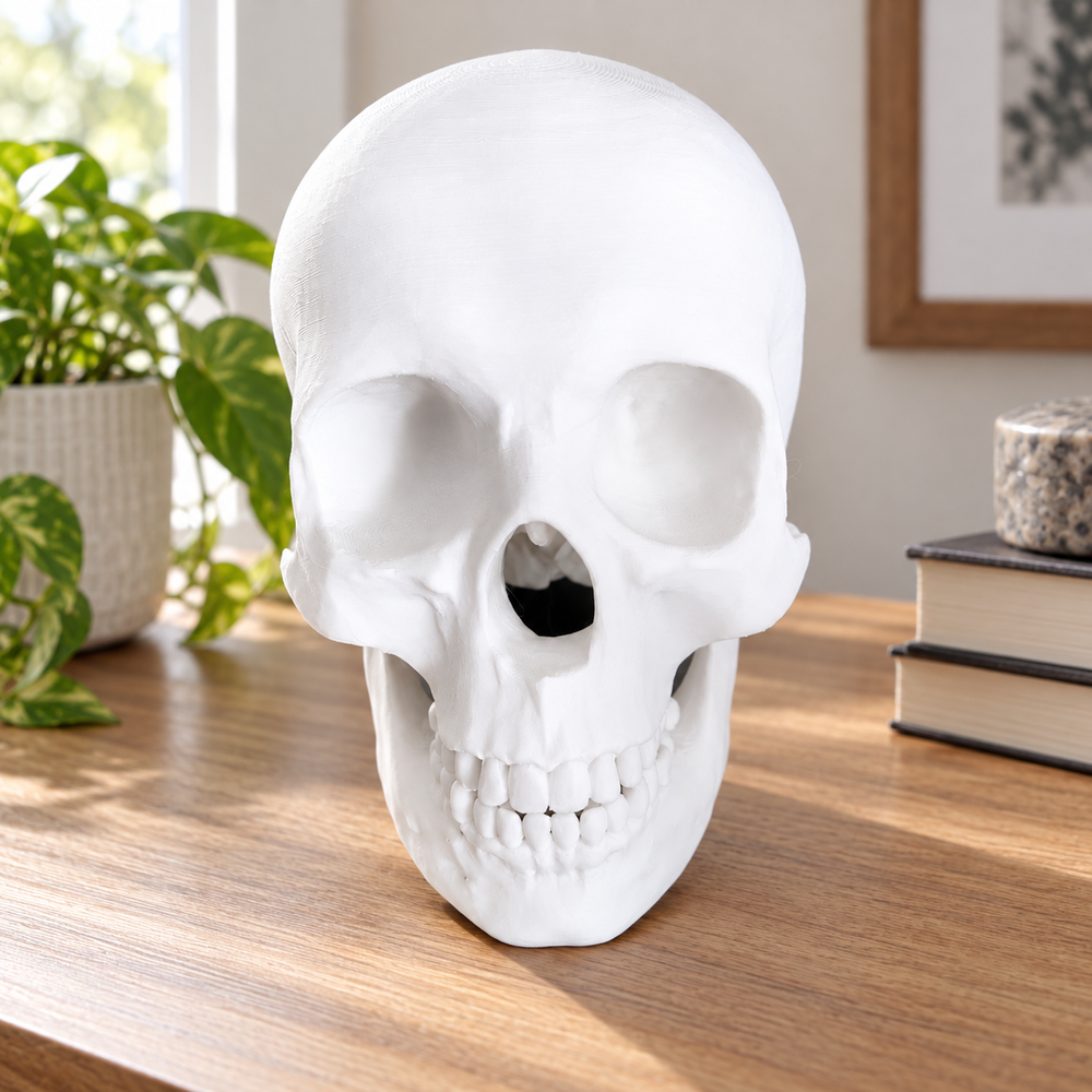 Realistic Detailed Human Skull Decorative Figurine Spooky Themed Home Shelf Desk Holiday Display Accent — main product view