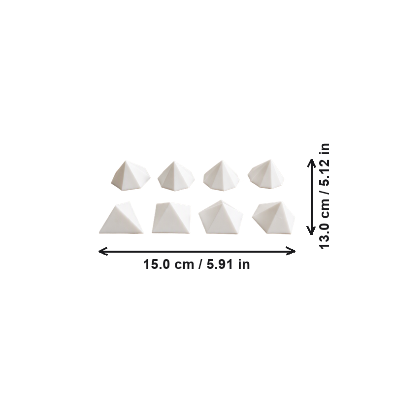 8 Piece Multi-Faceted Geometric Pyramid Set Desktop Home Display Ornament — dimensions