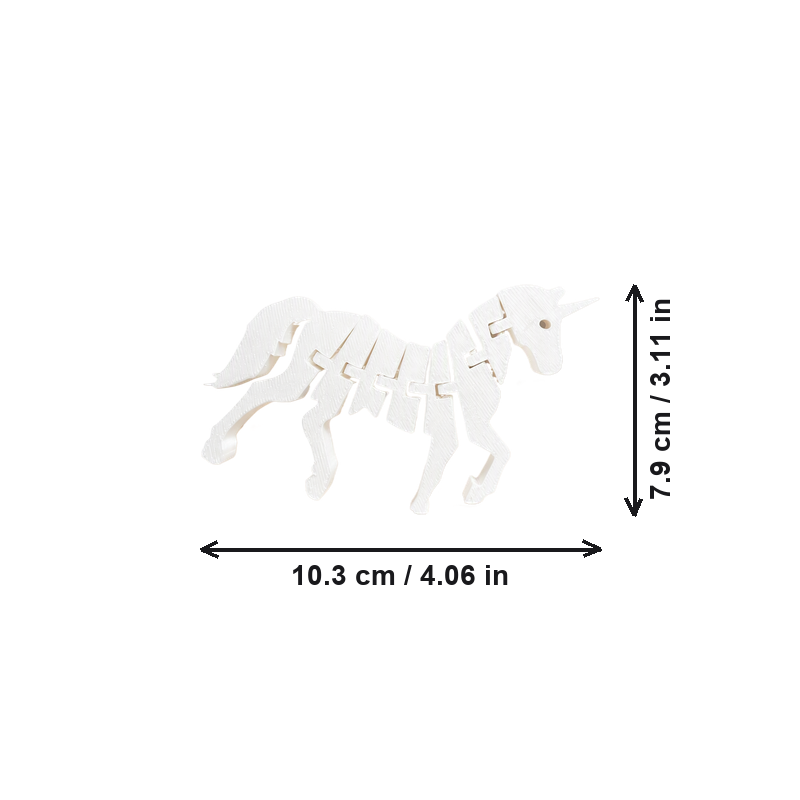 Flexible Articulated Unicorn Figurine, Freely Posable Segmented Decorative Ornament for Desk, Shelf and Home Display — dimensions