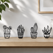 4-Piece Potted Succulent Cactus Wall Art, Minimalist Plant Themed Home Wall Decor — additional product view