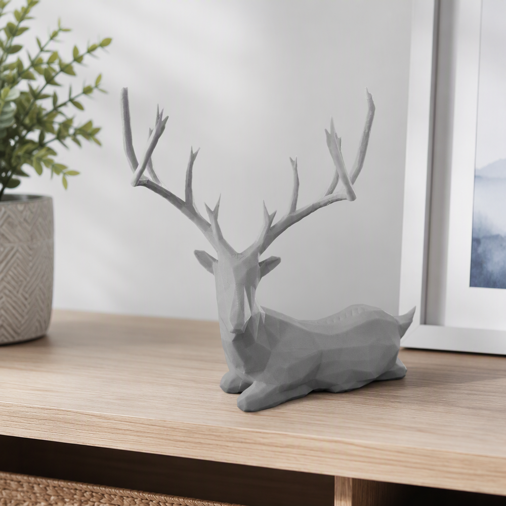 Geometric Lying Deer Figurine, Modern Minimalist Home Decor for Table Shelf Desktop Display — additional product view