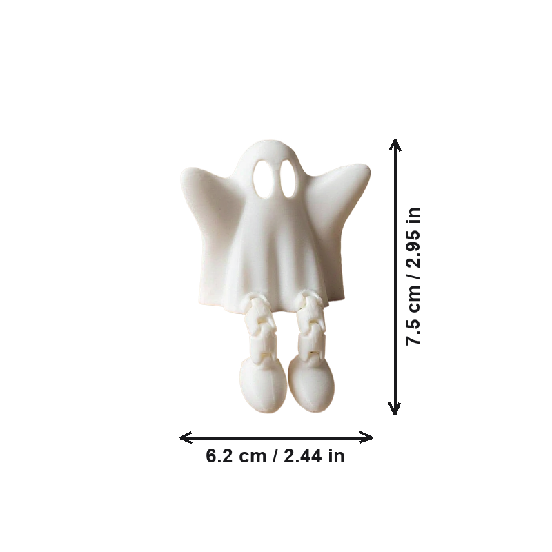 Ghost Figurine with Movable Articulated Legs, Shelf Sitter Tabletop Home Decor for Halloween and Everyday Display — dimensions