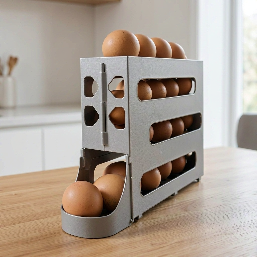 Gravity Auto-Slide Rolling Egg Dispenser, Refrigerator Egg Storage Holder Kitchen Organizer — main product view
