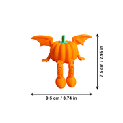 Articulated Winged Pumpkin Decor, Festive Seasonal Home Desktop and Shelf Display Piece — dimensions