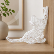 Hollow Mesh Cat Sculpture, Modern Stretching Animal Figurine for Home Desk and Shelf Display Decor — main product view
