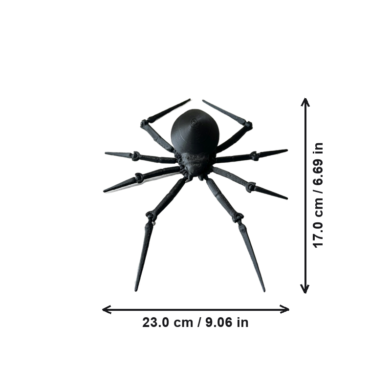 Articulating Poseable Black Widow Spider Novelty Figure — dimensions