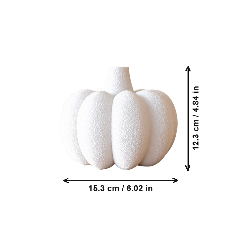 Pumpkin Shaped Textured Decorative Vase Modern Tabletop Dried Flower Display Ornament — dimensions