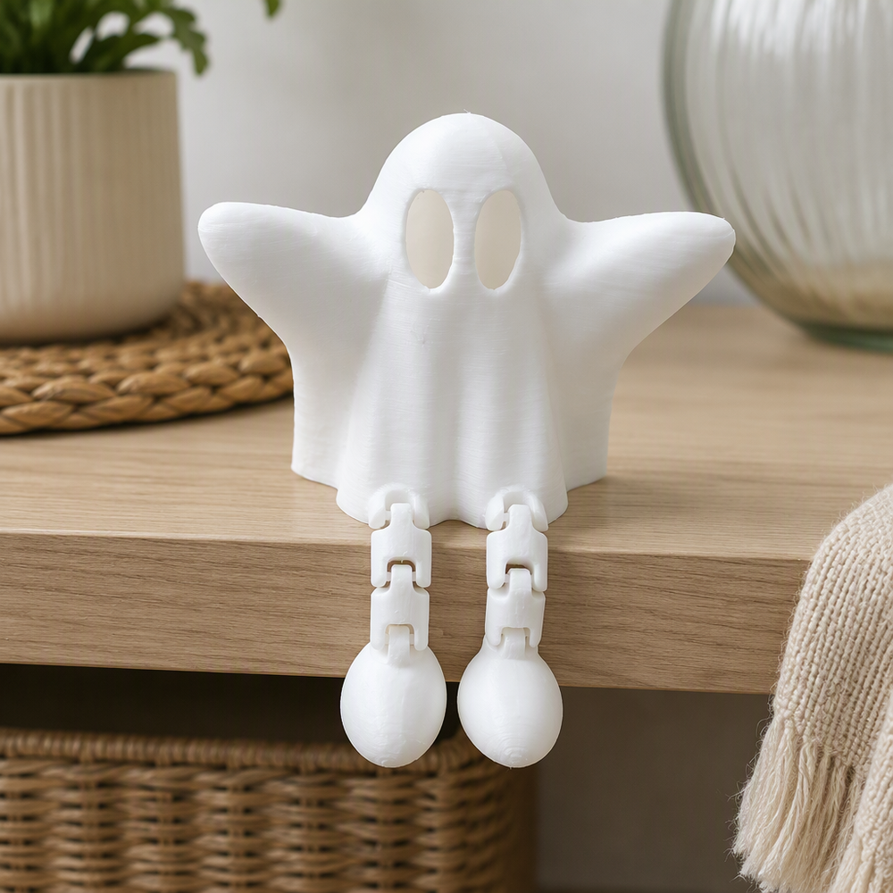 Ghost Figurine with Movable Articulated Legs, Shelf Sitter Tabletop Home Decor for Halloween and Everyday Display — main product view