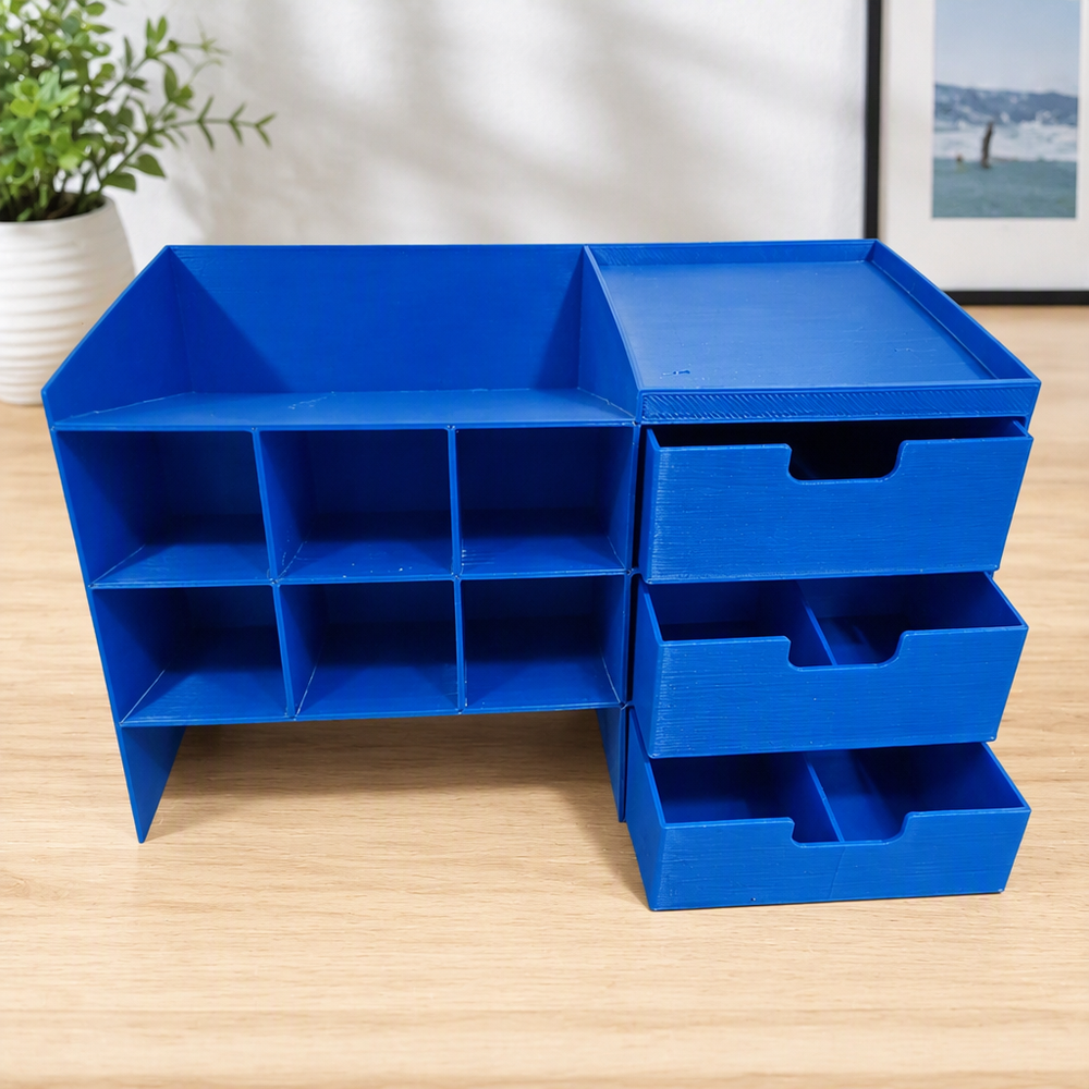 Desktop Office Supply Organizer with Multiple Open Compartments and Pull-Out Drawers for Stationery Storage — additional product view