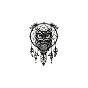 Owl Dream Catcher Hollow Silhouette Wall Hanging Decor — white background