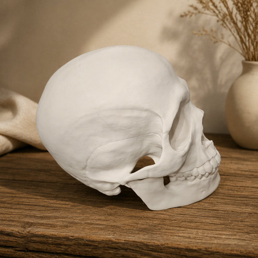 Realistic Detailed Human Skull Statue Halloween Home Party Desktop Decor Ornament — product scene
