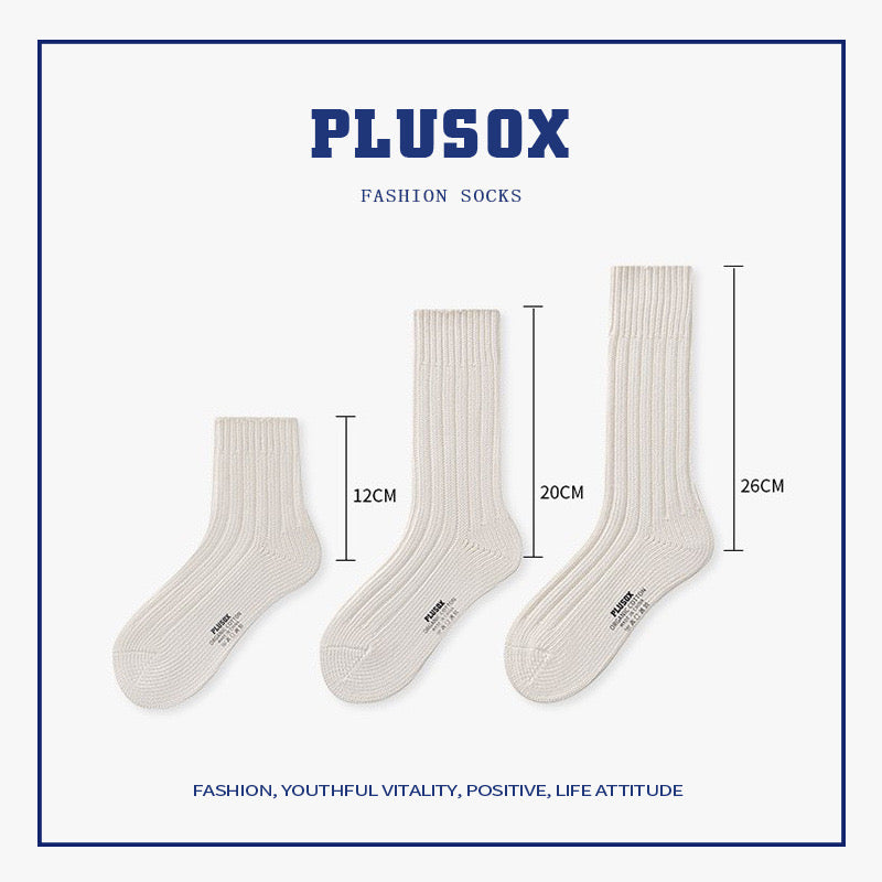 THICKER NEEDLE RIBBED COTTON SOCKS