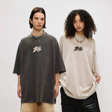 300G Heavyweight Embroidered Logo Aged Short Sleeve T-Shirt
