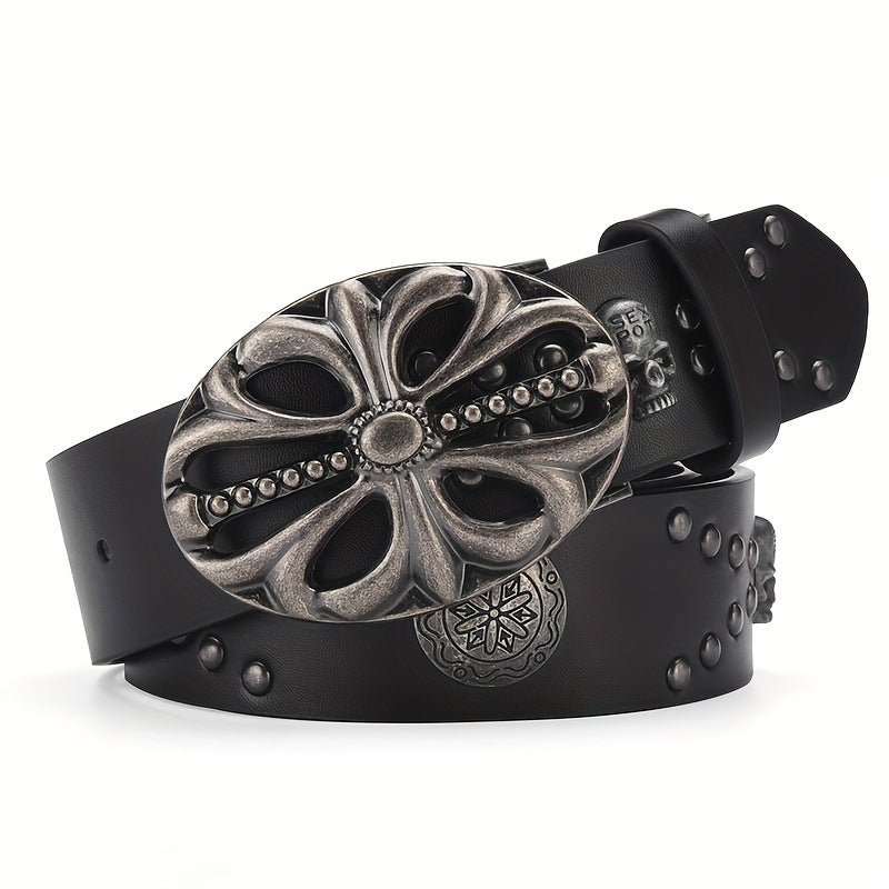 Cross Skull With Rhinestones PU Leather Belt