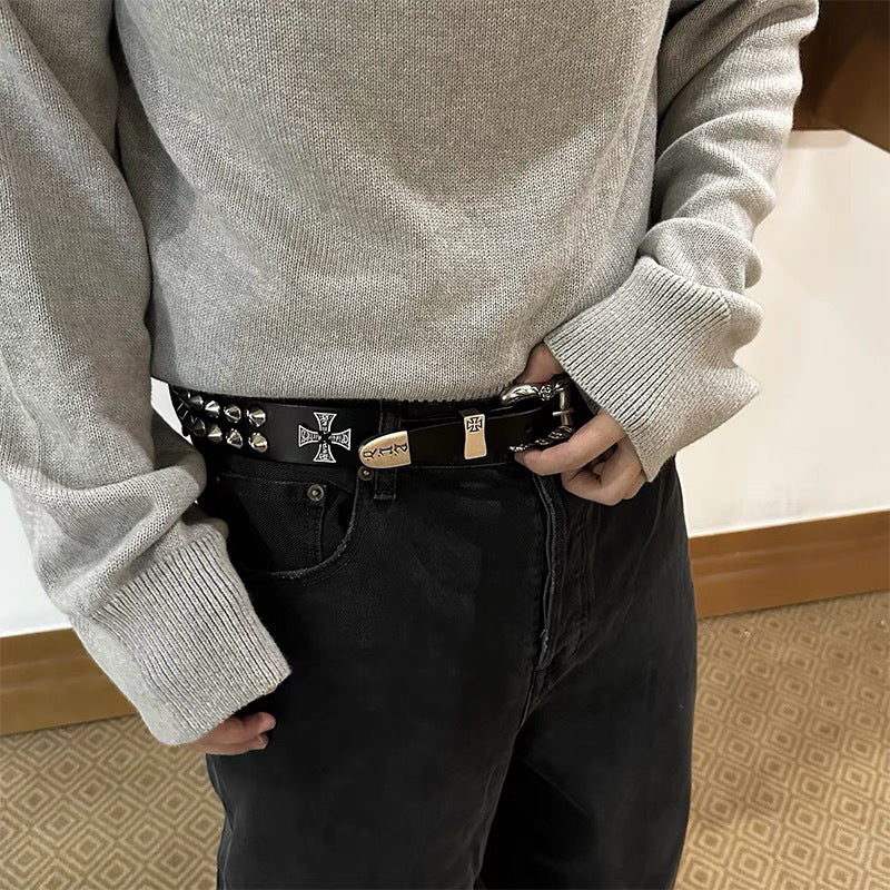 VINTAGE STUDDED DESIGN CRUCIFIXION BELT